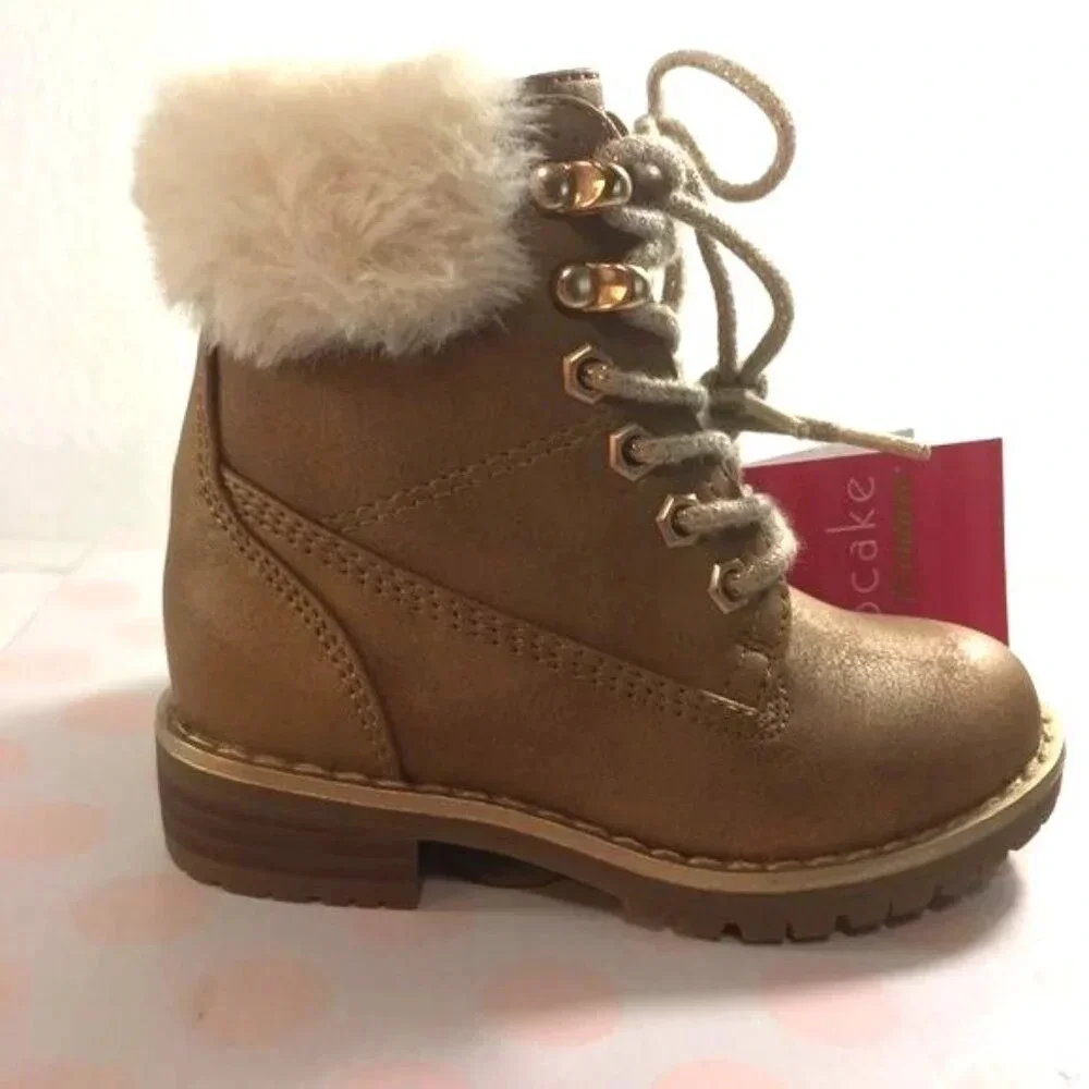 Cupcake Couture Shoes Baby Girls Size 6 M Brown Fur Lined Boots Style 701569  Ne